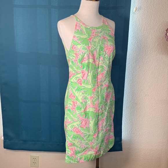 LILLY PULITZER Vintage Musical Monkey Print A line halter neck midi dress - Picture 2 of 7